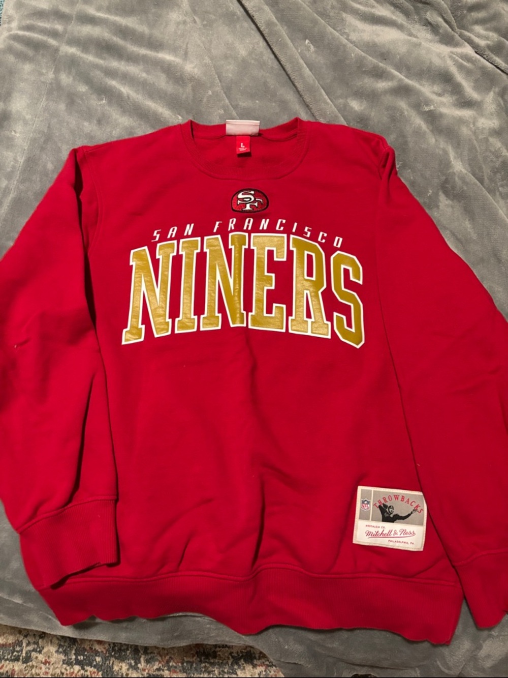Mitchell & Ness Red San Francisco Niners Crewneck Sweatshirt